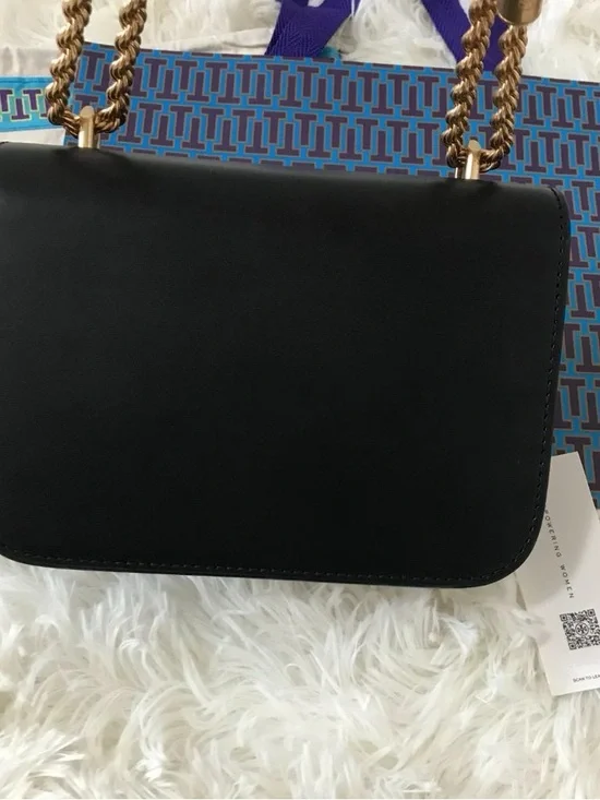 Tory Burch Black Shoulder Bag with Gold Logo and Chain - Picture 10 of 11